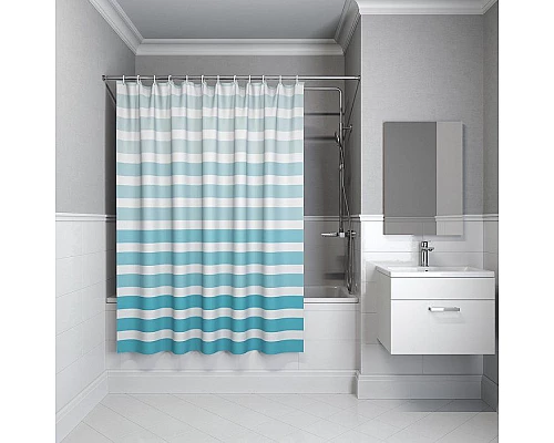 Купить Штора для ванны Iddis Basic B05P218i11 1800x1800 Бирюзовый в магазине сантехники Santeh-Crystal.ru