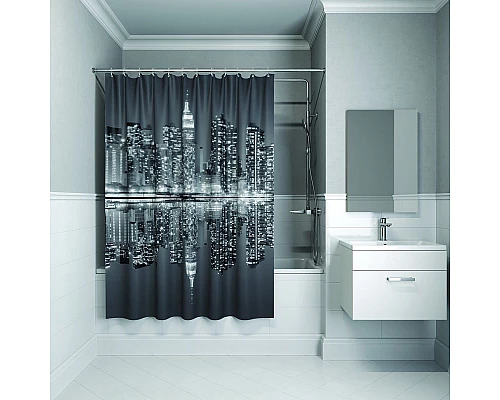 Приобрести Штора для ванны Iddis Basic B04P118i11 1800x1800 Чб в магазине сантехники Santeh-Crystal.ru