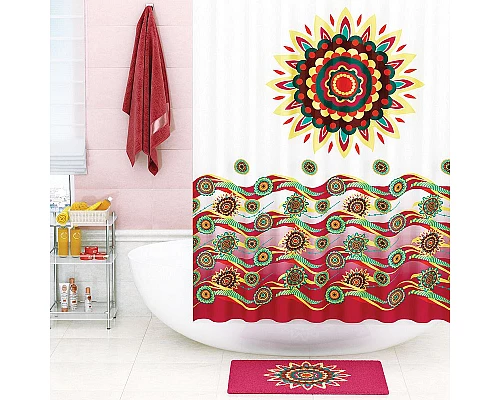 Приобрести Штора для ванны WasserKRAFT Isen 180х200 SC-40101 Цветы в магазине сантехники Santeh-Crystal.ru