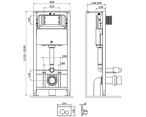 Приобрести Инсталляция AM.PM Pro I012704.9038 для подвесного унитаза с Черной матовой клавишей смыва в магазине сантехники Santeh-Crystal.ru