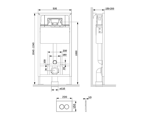 Приобрести Инсталляция AM.PM Pro С I012707.0151 для унитаза с клавишей смыва Хром глянцевый в магазине сантехники Santeh-Crystal.ru