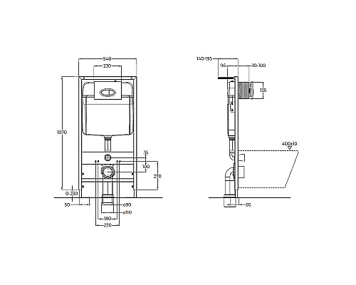 Инсталляция BelBagno BB026/BB050CR.MAT с клавишей смыва Хром матовый