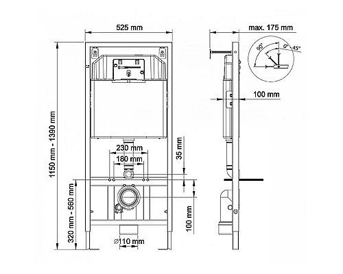 Купить Инсталляция Berges Novum L6 040216 для унитаза с Черной глянцевой клавишей смыва в магазине сантехники Santeh-Crystal.ru