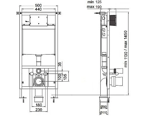 Купить Инсталляция Bocchi 8010-1000 (T02-2113-0020) для унитаза без клавиши смыва в магазине сантехники Santeh-Crystal.ru