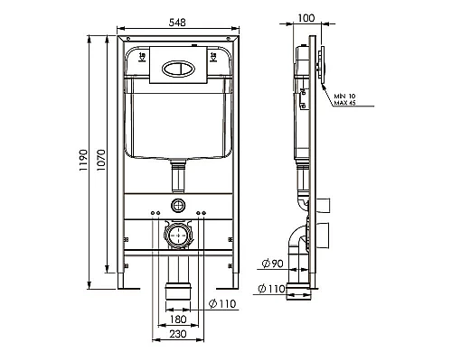 Приобрести Инсталляция Boheme 666 для унитаза без клавиши смыва в магазине сантехники Santeh-Crystal.ru