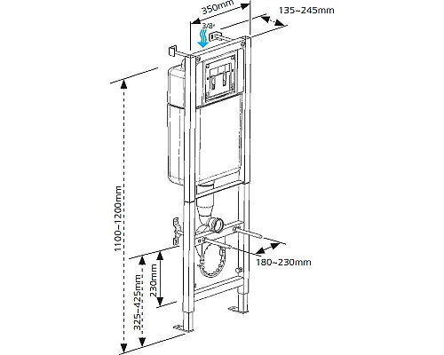 Заказать Инсталляция Cersanit Black 35 S-IN-BLACK-Cg-w для унитаза с клавишей смыва Хром в магазине сантехники Santeh-Crystal.ru