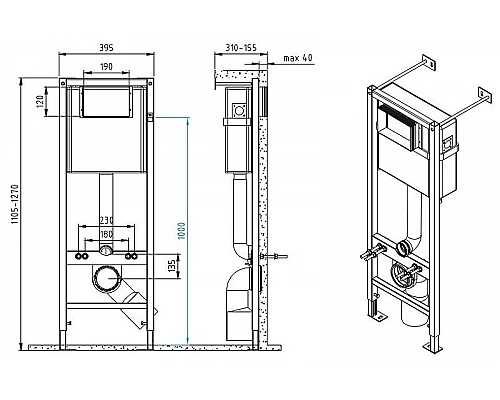 Приобрести Инсталляция Cersanit Vector 64183 для унитаза с клавишей смыва Хром глянцевый в магазине сантехники Santeh-Crystal.ru