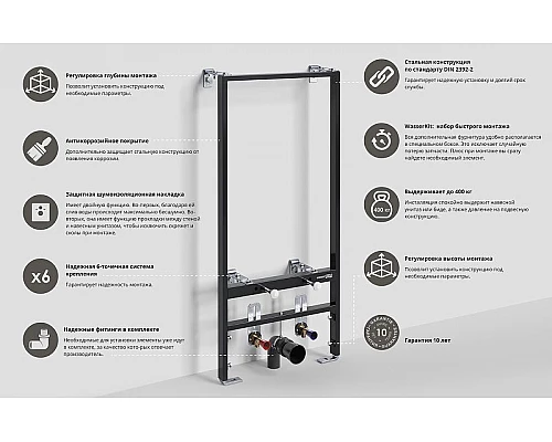 Заказать Инсталляция WasserKRAFT Aller 10BDT.020 для биде с крепежом в магазине сантехники Santeh-Crystal.ru