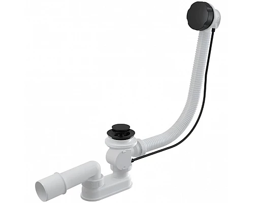 Купить Слив-перелив Alcaplast A55BLACK полуавтомат Белый Черный матовый в магазине сантехники Santeh-Crystal.ru