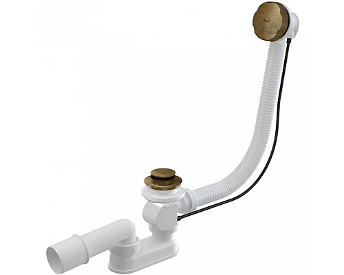 Заказать Слив-перелив Alcaplast A55ANTIC-100-RU-01 (A55ANTIC-100) полуавтомат Белый Бронза антик в магазине сантехники Santeh-Crystal.ru