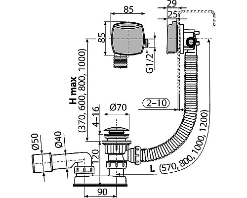 Заказать Слив-перелив Alcaplast A508CKM Click-Clack Хром в магазине сантехники Santeh-Crystal.ru