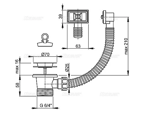 Купить Выпуск для кухонной мойки Alcaplast A331 Нержавеющая сталь в магазине сантехники Santeh-Crystal.ru