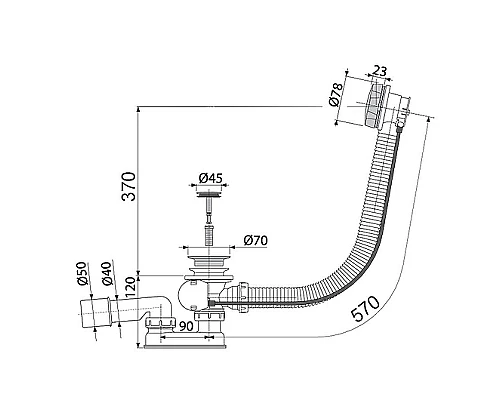 Заказать Слив-перелив Alcaplast A55GOLD-RU-01 полуавтомат Золото в магазине сантехники Santeh-Crystal.ru