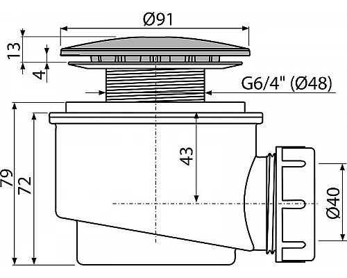 Заказать Сифон для душевого поддона Alcaplast A47CR-60 Хром в магазине сантехники Santeh-Crystal.ru