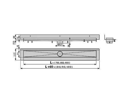 Купить Душевой лоток Alcaplast Modular Wall APZ23-850 без решетки в магазине сантехники Santeh-Crystal.ru