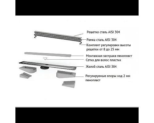 Купить Душевой лоток Berges B1 Keramik 300 090114 с решеткой Хром матовый в магазине сантехники Santeh-Crystal.ru