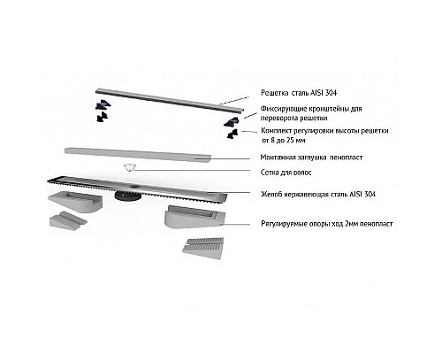 Купить Душевой лоток Berges C1 Norma 800 095139 с Черной матовой решеткой в магазине сантехники Santeh-Crystal.ru