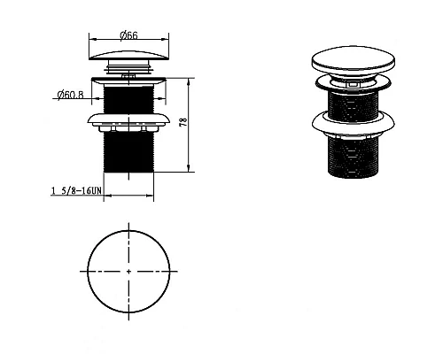 Купить Донный клапан Boheme Imperiale 611/2 click-clack с переливом Золото в магазине сантехники Santeh-Crystal.ru