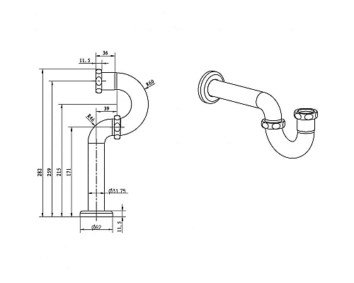 Купить Сифон для раковины Boheme Medici 607 Бронза в магазине сантехники Santeh-Crystal.ru