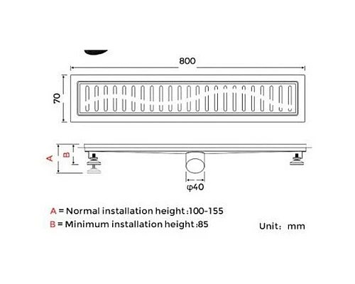 Заказать Душевой лоток Gappo G88007-39 с решеткой Оружейная сталь в магазине сантехники Santeh-Crystal.ru
