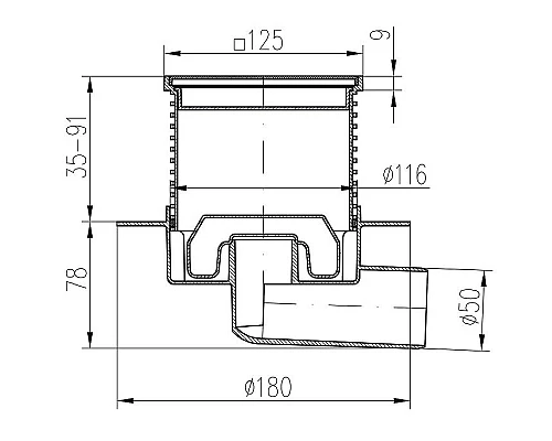 Заказать Душевой трап Paini 425XL с решеткой Хром в магазине сантехники Santeh-Crystal.ru