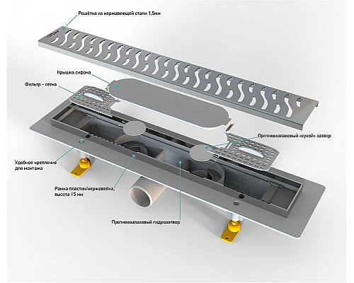 Купить Душевой лоток Paini Harmony 450 CH450H с решеткой Хром в магазине сантехники Santeh-Crystal.ru