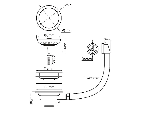 Заказать Слив-перелив для кухонной мойки Paulmark PM6022-BG Брашированное золото в магазине сантехники Santeh-Crystal.ru