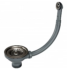 Слив-перелив для кухонной мойки Paulmark PM6022-GM Вороненая сталь