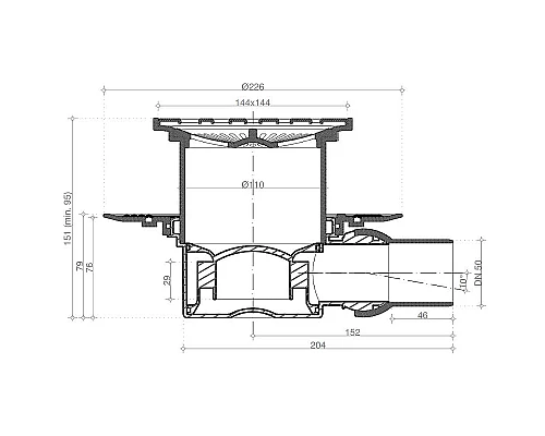 Заказать Душевой трап Pestan Confluo Standard 13000136 с решеткой Золото глянец в магазине сантехники Santeh-Crystal.ru