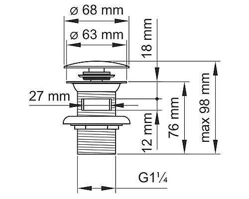 Заказать Донный клапан WasserKRAFT Mindel A153 click-clack Белый матовый в магазине сантехники Santeh-Crystal.ru