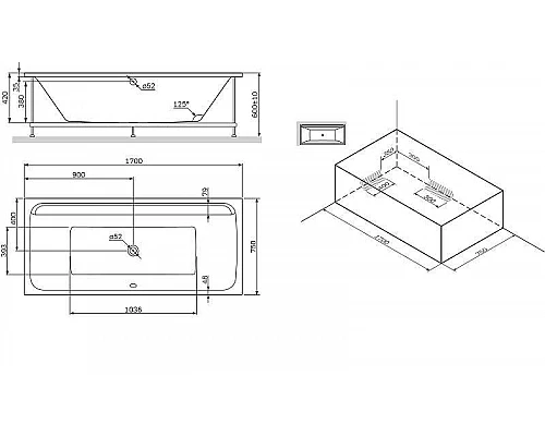 Купить Каркас для ванны AM.PM Inspire V2.0 170x75 W52A-170-075W-R Серый в магазине сантехники Santeh-Crystal.ru