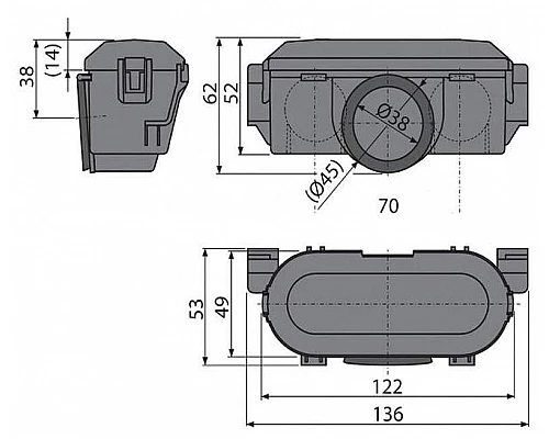Купить Гидрозатвор Alcaplast P065-ND для душевого лотка комбинированный Серый в магазине сантехники Santeh-Crystal.ru