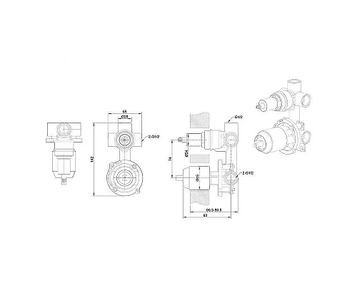 Приобрести Скрытая часть для смесителя Bravat Built-in D969CP-B-RUS G 1/2 в магазине сантехники Santeh-Crystal.ru