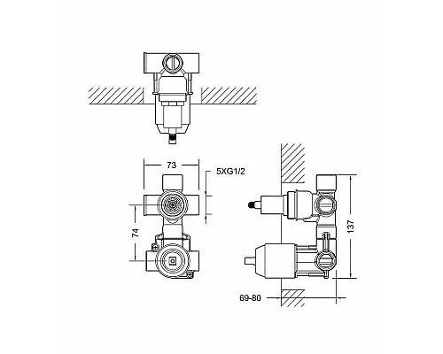 Заказать Скрытая часть для смесителя Bravat Built-in D982CP-B-RUS G 1/2 в магазине сантехники Santeh-Crystal.ru