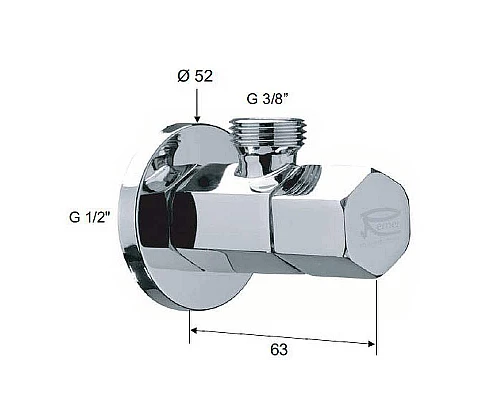Заказать Запорный вентиль Remer 128E1238 Хром в магазине сантехники Santeh-Crystal.ru