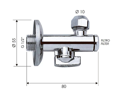 Заказать Запорный вентиль Remer 1231210 Хром в магазине сантехники Santeh-Crystal.ru