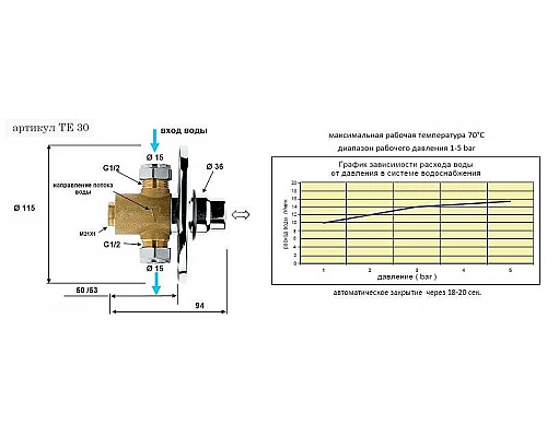 Купить Запорный вентиль Remer TE30 Tempor порционный Хром в магазине сантехники Santeh-Crystal.ru