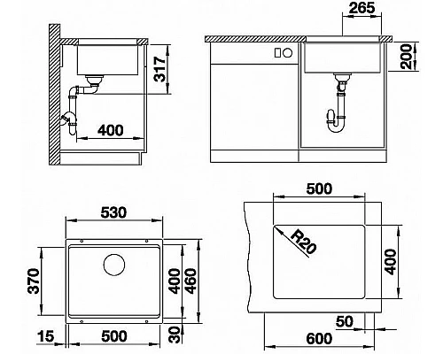 Купить Кухонная мойка Blanco Etagon 500-U 525887 Черная в магазине сантехники Santeh-Crystal.ru