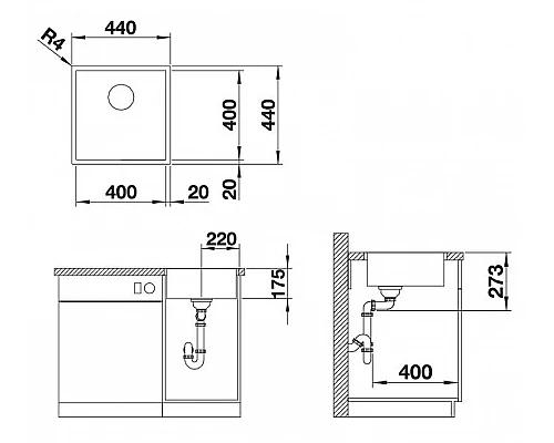 Купить Кухонная мойка Blanco Zerox 400-IF 521584 Нержавеющая сталь с зеркальной полировкой в магазине сантехники Santeh-Crystal.ru