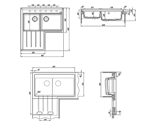 Купить Кухонная мойка Florentina Адрия-960 20.380.L0960.104 Бежевая в магазине сантехники Santeh-Crystal.ru