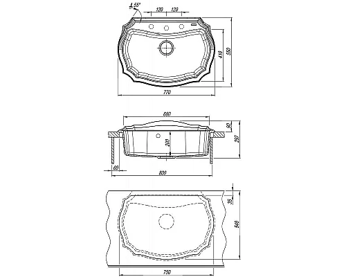 Приобрести Кухонная мойка Florentina Эмилия-770 20.360.E0770.305 Грей в магазине сантехники Santeh-Crystal.ru