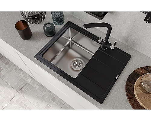 Купить Кухонная мойка Florentina Комби-650 21.390.B0650.302 Антрацит в магазине сантехники Santeh-Crystal.ru