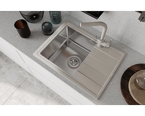 Купить Кухонная мойка Florentina Комби-650 21.390.B0650.305 Грей в магазине сантехники Santeh-Crystal.ru