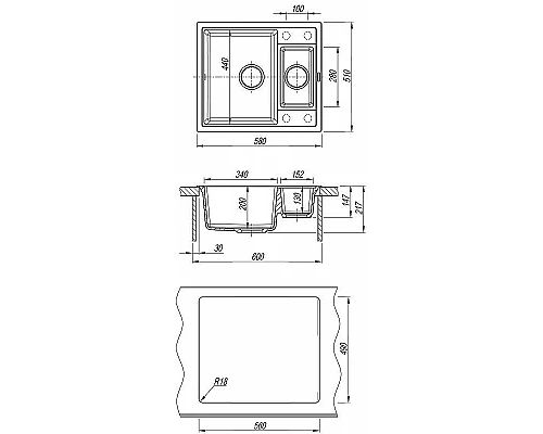 Приобрести Кухонная мойка Florentina Липси-580К 20.210.D0580.104 Бежевая в магазине сантехники Santeh-Crystal.ru