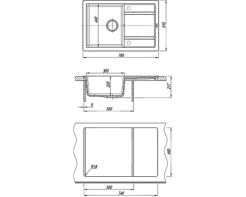Купить Кухонная мойка Florentina Липси-760 20.160.D0760.104 Бежевая в магазине сантехники Santeh-Crystal.ru