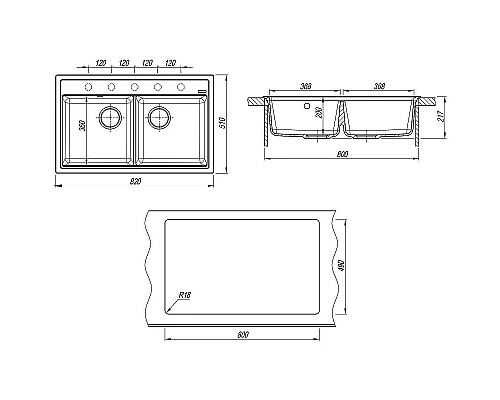 Приобрести Кухонная мойка Florentina Липси-820 20.370.E0820.105 Коричневая в магазине сантехники Santeh-Crystal.ru
