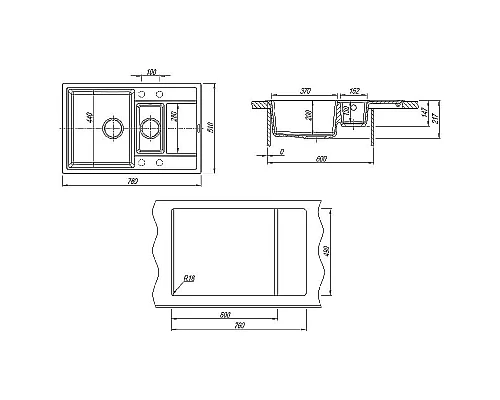 Приобрести Кухонная мойка Florentina Липси-780К 20.250.D0780.305 Грей в магазине сантехники Santeh-Crystal.ru