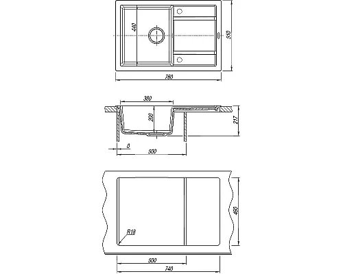 Купить Кухонная мойка Florentina Липси-760 20.160.D0760.302 Антрацит в магазине сантехники Santeh-Crystal.ru