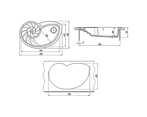 Приобрести Кухонная мойка Florentina Наутилус-820 20.350.E0820.201 Жасмин в магазине сантехники Santeh-Crystal.ru