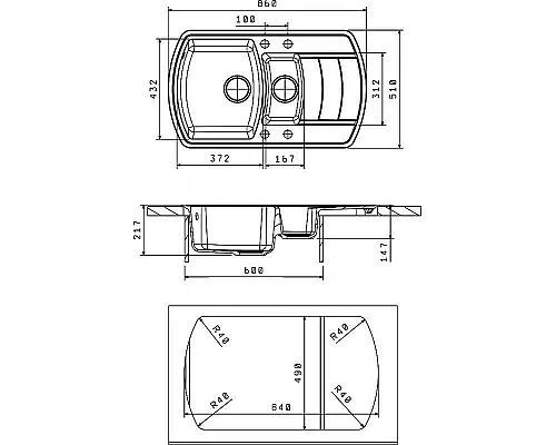 Заказать Кухонная мойка Florentina Нире-860К 20.205.D0860.105 Коричневая в магазине сантехники Santeh-Crystal.ru